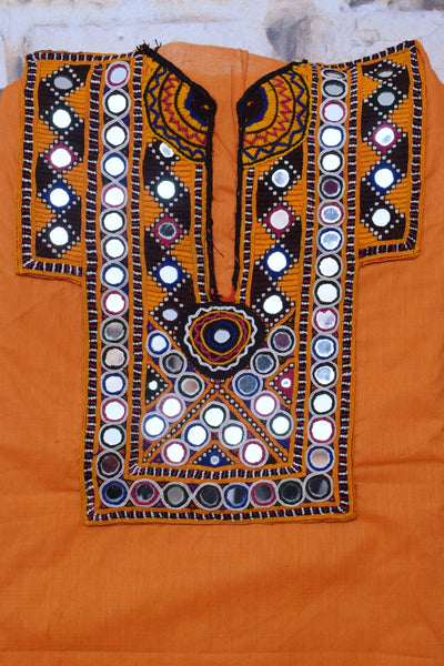 Yellow Cotton Kutch Old Work Kurti Fabric – alternate view