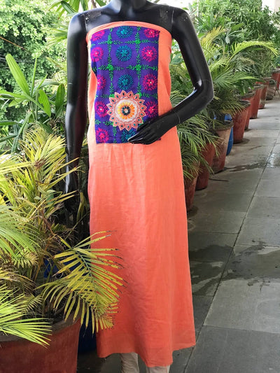 Phulkari Cotton Kurti Fabric - SSEthnics – alternate view