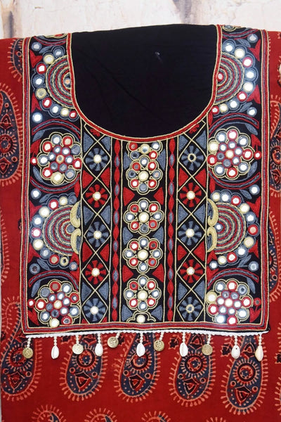 Madder Ajrakh Block Print Kutch Kurti Fabric
