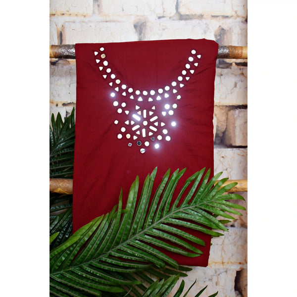 Maroon Cotton Abhla Work Kurti