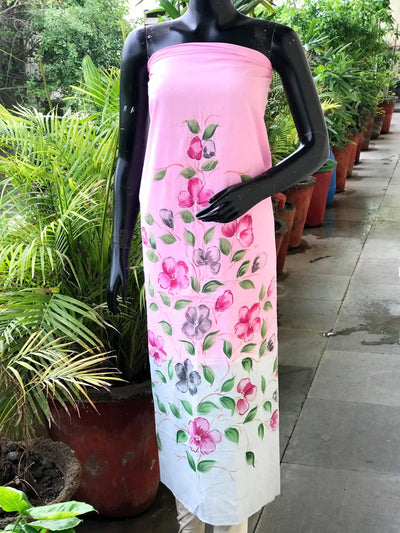Unique hand-painted kurti fabric in soft cotton – alternate view