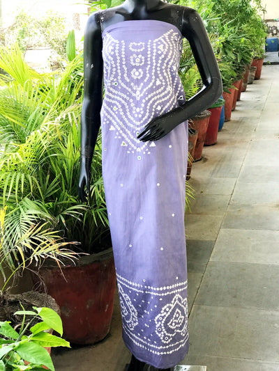 Bandhani cotton kurti fabric with handcrafted mirror work – 2.5m designer fabric – alternate view