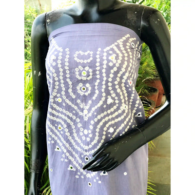 Bandhani cotton kurti fabric with handcrafted mirror work – 2.5m designer fabric