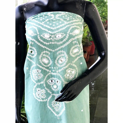 Bandhani cotton kurti fabric with handcrafted mirror work – 2.5m designer fabric