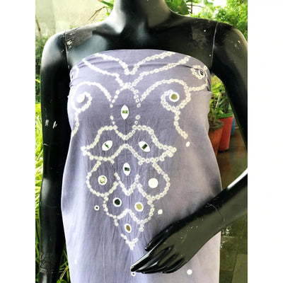Bandhani cotton kurti fabric with handcrafted mirror work – 2.5m designer fabric