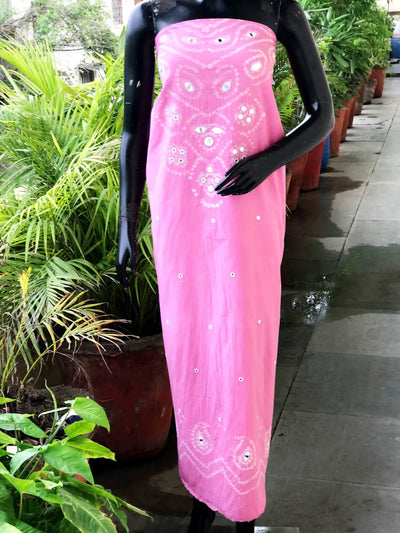 Bandhani cotton kurti fabric with handcrafted mirror work – 2.5m designer fabric – alternate view