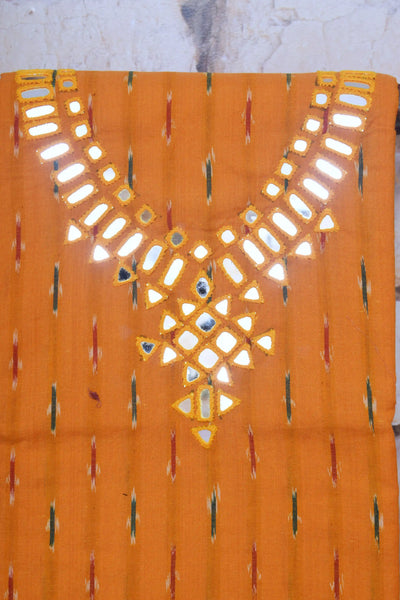 Yellow Ikat Cotton Abhla Work Kurti Fabric – alternate view