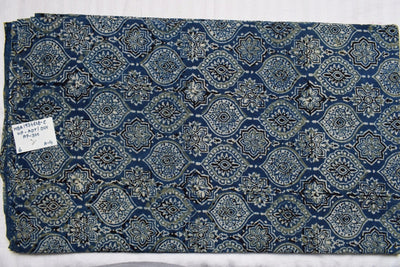 Blue Ajrakh Special Triple Block Cotton Fabric – alternate view