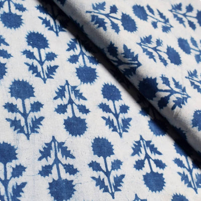 Indigo Dabu Special Hand Block Print Fabric (Cut Piece 1.3 Meter)