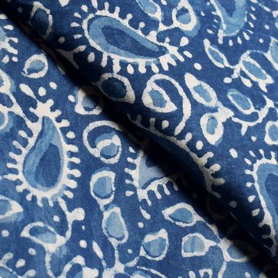 Indigo Dabu Special Hand Block Print Fabric (Cut Piece 1.9 Meter)