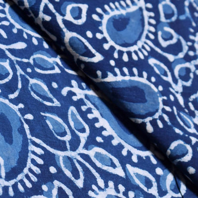 Indigo Dabu Block Print Cotton Fabric