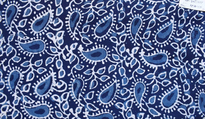 Indigo Dabu Block Print Cotton Fabric