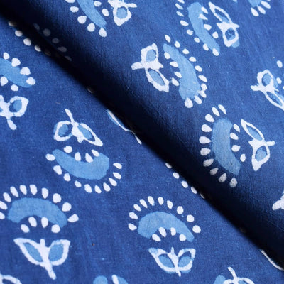 Indigo Dabu Block Print Cotton Fabric