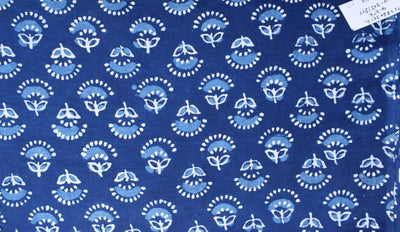 Indigo Dabu Block Print Cotton Fabric