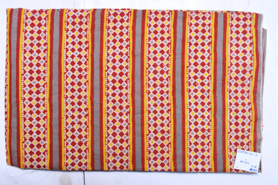 Kalamkari screen print cotton fabric with quirky Andhra-inspired motifs – alternate view