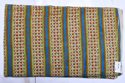 Kalamkari screen print cotton fabric with quirky Andhra-inspired motifs – alternate view