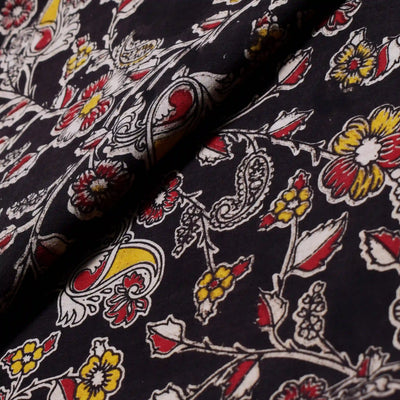 Kalamkari screen print cotton fabric with quirky Andhra-inspired motifs
