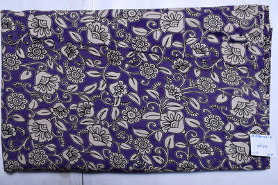 Kalamkari screen print cotton fabric with quirky Andhra-inspired motifs – alternate view