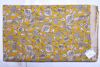 Kalamkari screen print cotton fabric with quirky Andhra-inspired motifs – alternate view