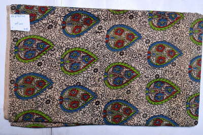 Kalamkari screen print cotton fabric with quirky Andhra-inspired motifs – alternate view
