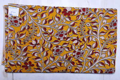Kalamkari screen print cotton fabric with quirky Andhra-inspired motifs – alternate view