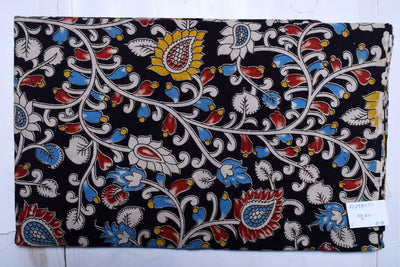Kalamkari screen print cotton fabric with quirky Andhra-inspired motifs – alternate view