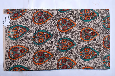 Kalamkari screen print cotton fabric with quirky Andhra-inspired motifs – alternate view