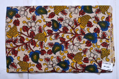 Kalamkari screen print cotton fabric with quirky Andhra-inspired motifs – alternate view