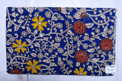 Kalamkari screen print cotton fabric with quirky Andhra-inspired motifs – alternate view