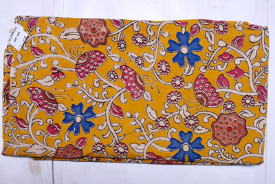 Kalamkari screen print cotton fabric with quirky Andhra-inspired motifs – alternate view