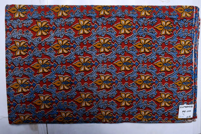 Kalamkari screen print cotton fabric with quirky Andhra-inspired motifs – alternate view