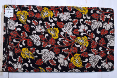 Kalamkari screen print cotton fabric with quirky Andhra-inspired motifs – alternate view