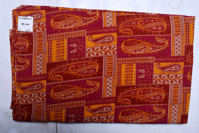 Kalamkari screen print cotton fabric with quirky Andhra-inspired motifs – alternate view