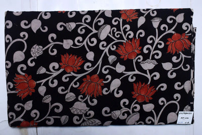 Kalamkari screen print cotton fabric with quirky Andhra-inspired motifs – alternate view