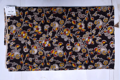 Kalamkari screen print cotton fabric with quirky Andhra-inspired motifs – alternate view