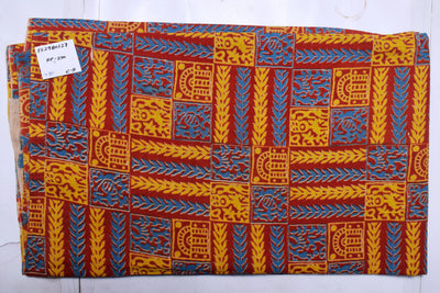 Kalamkari screen print cotton fabric with quirky Andhra-inspired motifs – alternate view