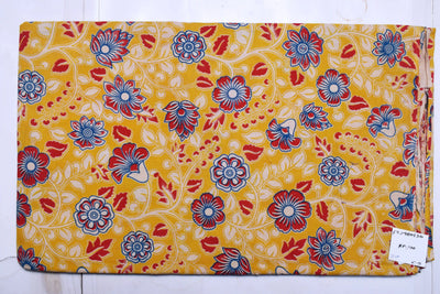 Kalamkari screen print cotton fabric with quirky Andhra-inspired motifs – alternate view