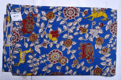 Kalamkari screen print cotton fabric with quirky Andhra-inspired motifs – alternate view