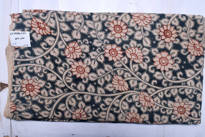Kalamkari screen print cotton fabric with quirky Andhra-inspired motifs – alternate view