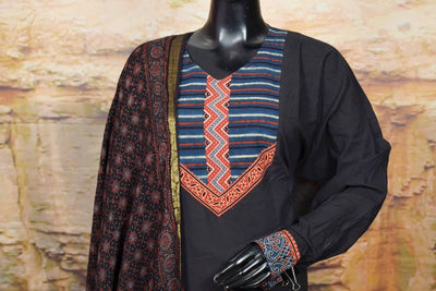 Ajrakh Patchwork Cotton Suit – alternate view
