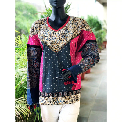 Handmade Ajrakh and Bandhani/Batik Kurti for Women