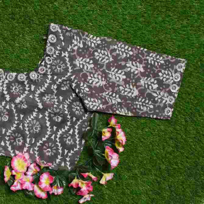 Dabu Customised Blouse with Mirrorwork - SSEthnics – alternate view