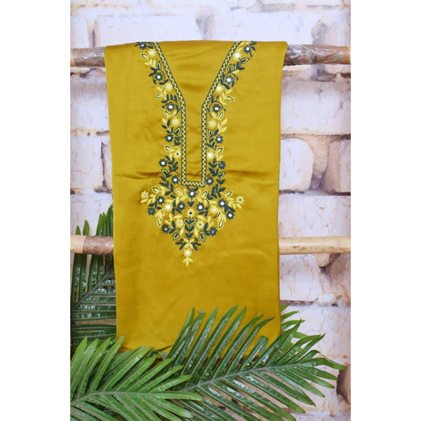 Yellow Modal Silk Hand Embroidered Kurti