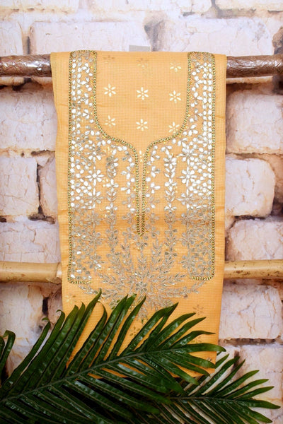 Yellow Kota Silk Gota Patti Kurti Fabric – alternate view