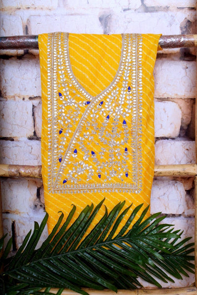 Yellow Kota Silk Gota Patti Kurti Fabric – alternate view