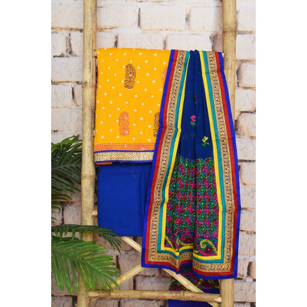 Phulkari Silk Suit Dupatta Handcrafted Punjabi Embroidery