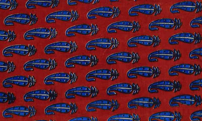 Red Screen Print Kalamkari Inspired Fabric - SSEthnics – alternate view