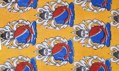 Yellow Screen Print Kalamkari Inspired Fabric - SSEthnics – alternate view