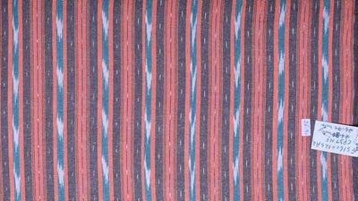 Peach Pochampally Ikat Fabric - SSEthnics – alternate view