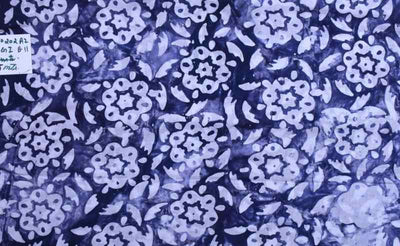 Blue Hand Wax Batik Cotton Fabric - SSEthnics – alternate view